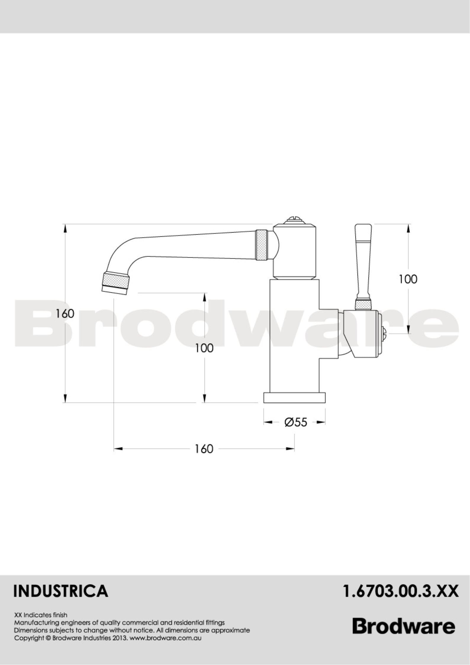 Industrica Basin Mixer Side Lever