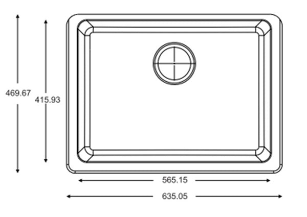 Black Granite Single Undermount 635Mm