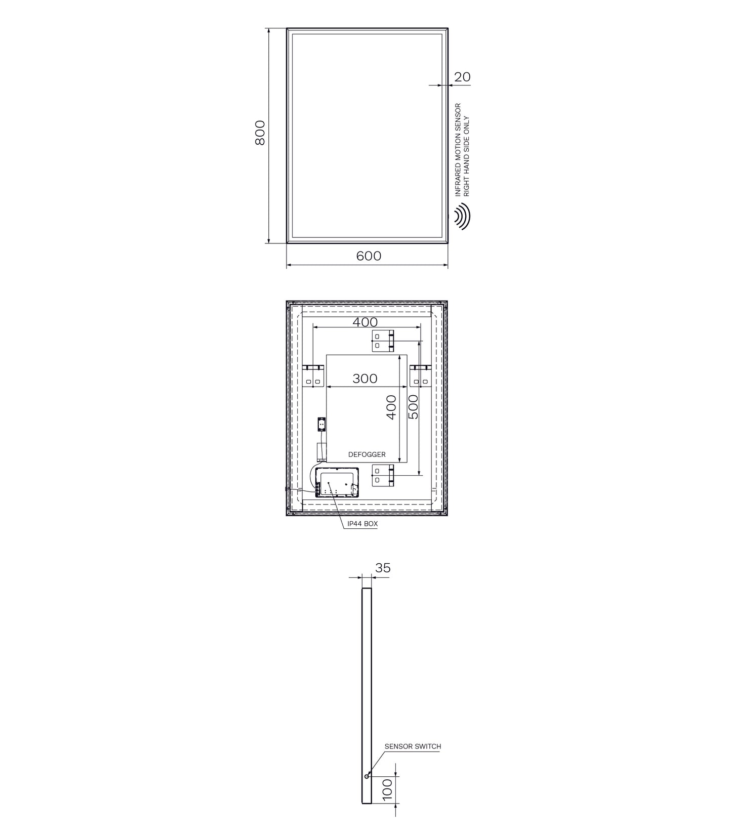Urban LED mirror 600
