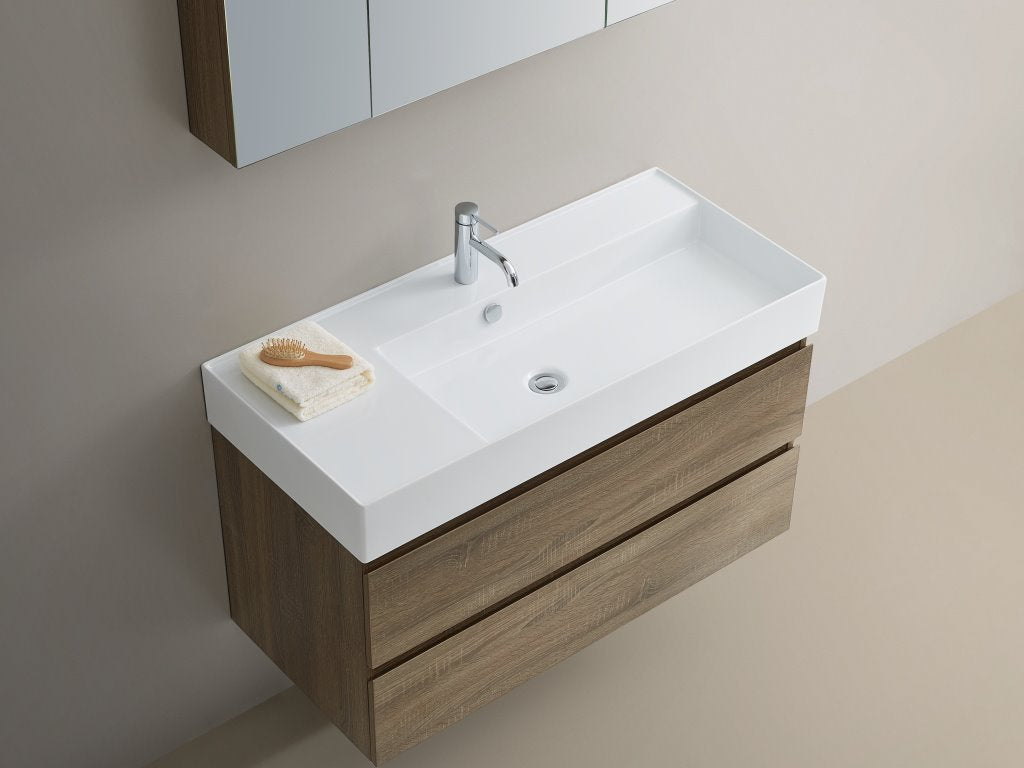 Twenty 1000 Wall Mounted Cabinet with Left Bowl Top Moka