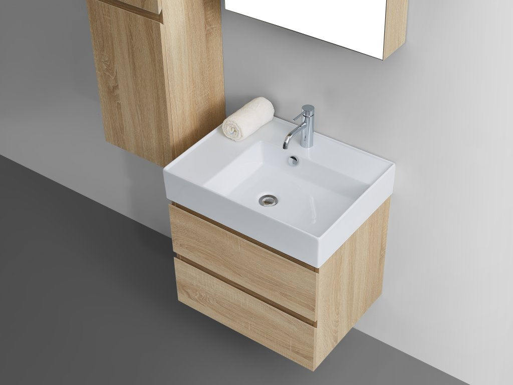 Twenty 600 Wall Mounted Cabinet with Right Bowl Top Sahara