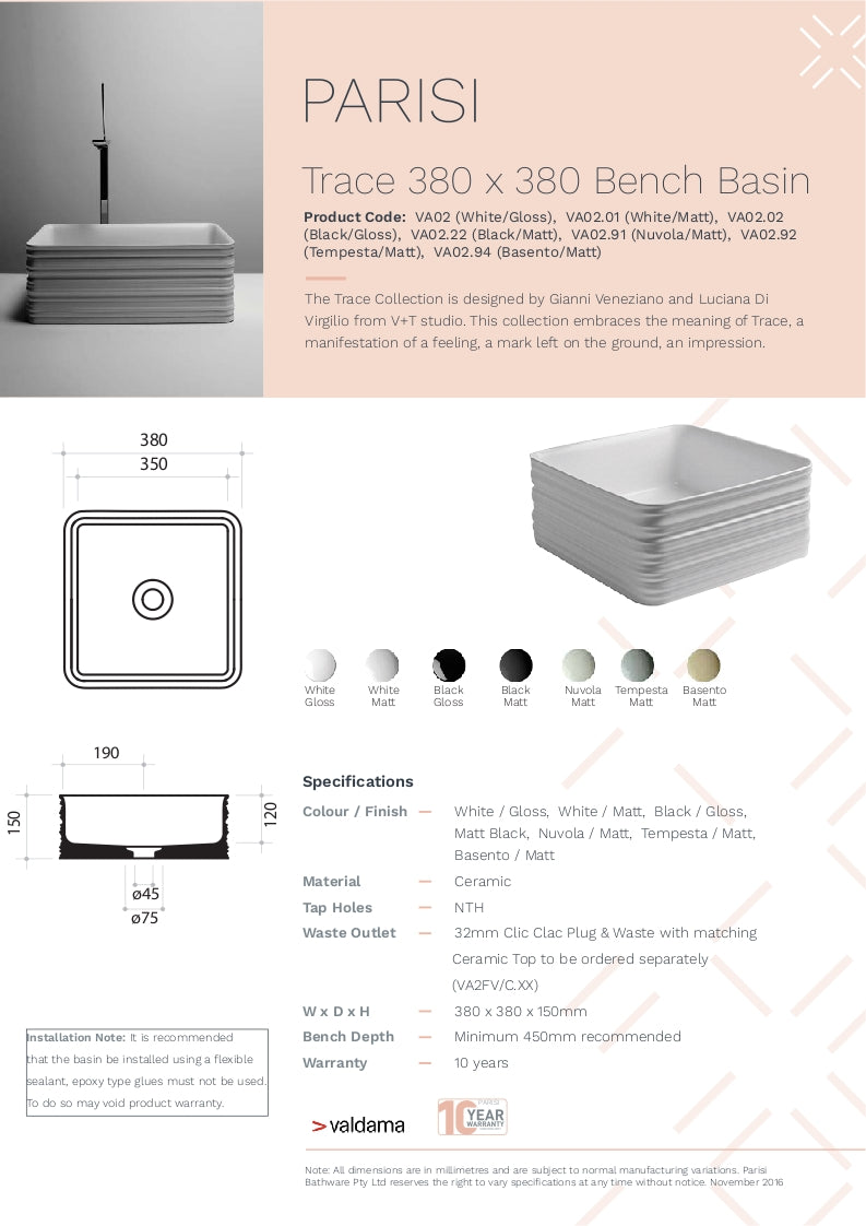 Trace 38 above counter basin